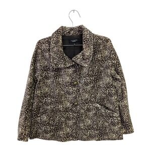 Talbots The Jackie Fit Jacket Swing Style Coat Velvet Leopard Print Old Money 2